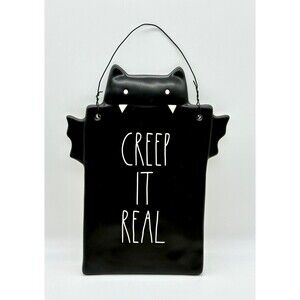 Rae Dunn Wall Plaque Halloween Black Bat Creep It Real